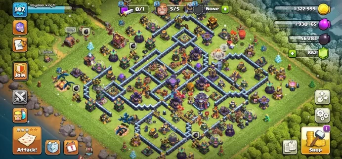 TH 15 Max, 4 Equipment Epic, Defense Max, Wall High Level, 250 League Medal, Magic Items