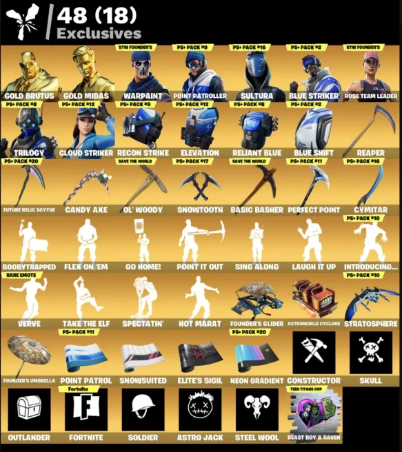 [3in1] / FN (ALL PLATFORMS) OG STW CHANGE MAIL | 180 skins (36 paids) | 600 VB | Full access | Warranty | 2 Gifts