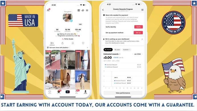 US Monetized Creator Rewards Program Account | 10k Real Followers & 131k Likes | Real screenshots + Full Access + Account in Good Standing