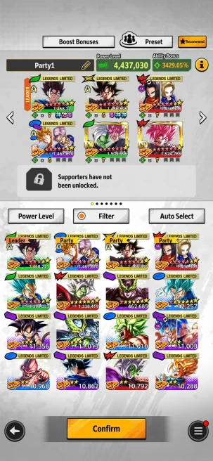 T18-IOS+Android-Nice Team+ Legends Vegito 12 Red Star+Trunk and Gohan 12 Red Star+Goku Black 12 Red Star+Zamasu+Cell+Android 17 18 12 Red Star