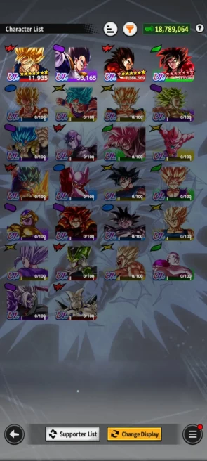 ANDROID+IOS- Team GT+ UL ss4 Goku FULL+ UL ss4 Vegeta 8S+ 16 Legends Limited+ Good Equipment (D99)