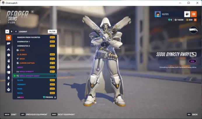 SEOUL DYNASTY AWAY / 2 Gold Weapons / Full Mail Access / see the picture / Please Read Description / rewdws2