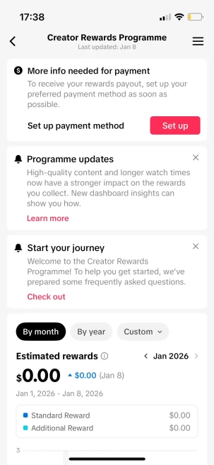 Instanly Delivery/ Monetized 38K Followers+300K Likes Account/ Creator Rewards Program Activated/ Live Stream/ Full Access