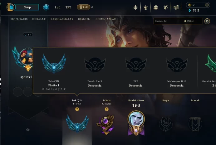 NEW SEASON- EUW P1- 80WR- HIGH LP GAIN-HIGH MMR- 8 SKIN- HANDMADE
