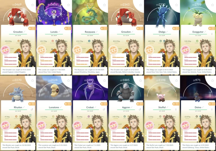 d261. Level 72, 11M Stardust, Hundo Groudon, 132 Legends, 186 Shinies, 29 100IVs Pkm, 358 Total Pkm, 6 Shiny Legends, 7 Wild Legends