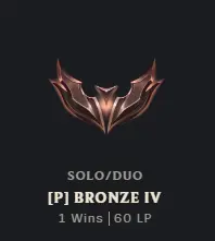 [EUW]  Season 2026 - Bronze 4 - 1W - 0L - Placements - Aged Fresh - 4080 Be - Safe - Instant Delivery