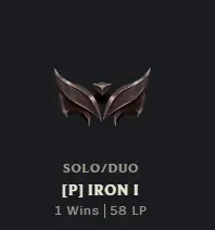 [EUW]  Season 2026 - Iron 1 - 1W - 0L - Placements - Aged Fresh - 110 Be - Safe - Instant Delivery