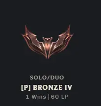 [EUW]  Season 2026 - Bronze 4 - 1W - 0L - Placements - Aged Fresh - 1540 Be - Safe - Instant Delivery