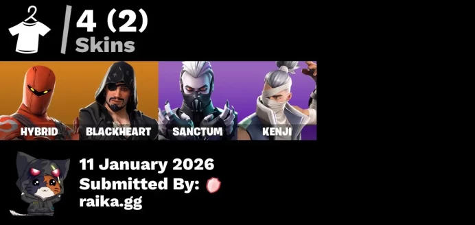 [PC/PSN/XBOX] 4 skins | Hybrid | Blackheart | Sanctum | Kenji | Arroyo Pack | Mutiny | Coven Cape | Katana & Kunai | Master Portal | Cobra