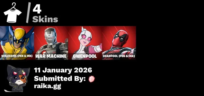[PC/PSN/XBOX] 4 skins | Wolverine (Pen & Ink) | War Machine | Gwenpool | Deadpool (Pen & Ink) | Doom's Cloak | Headpool | M.O.A.B.B.