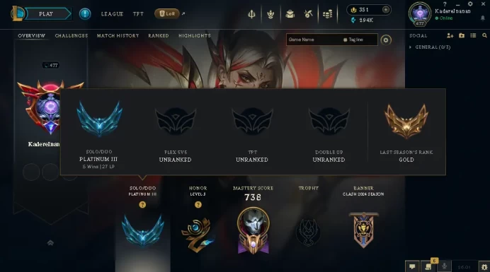 EUW -(S16) PLATIN 3(27LP) %84WR - 172 Champ - 299 Good Skins(4 Ultimate, 6 Mythic, 24 Legendary, 109 Epic) - 294K BE - S3 ACC- FULL ACCES -CHEAP