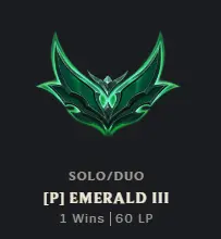 [EUW] Season 2026 - Emerald 3 -60LP- - 1W - 0L -  7K Be - Honor 5 - +30/-10 LP Gain - Safe - Instant