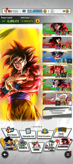 ANDROID+IOS- Team GT- UL ss4 Goku+ UL ss4 Vegeta 12S+18 Legends Limited+ Good Equip For Team (D104)