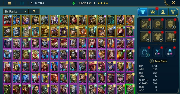Starter with Mythical - Nais : 86k energy / 56 mln coins / Brogni, Kalvalax, Lyssandra, Opardin, Arix, Ninja + 19 Login Legendaries