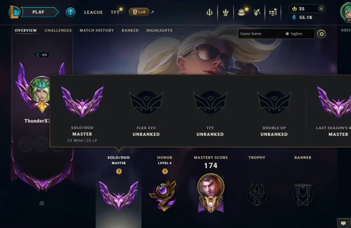 Euw // Master : 25 LP // 2026 S1 // lvl 89 //55K BE // HANDMADE  // Full access //36 Champion // 6 skins// 