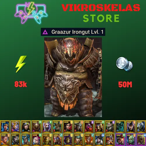 Starter acc with Graazur : 83k energy / 50 mln coins / Pythion, Bivald, Norog, Arix, Ninja + 19 Login Legendaries / Maneater