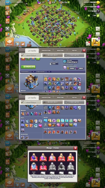 AR173- TH18 Near Max | XP 232 | BK79 AQ88 MP61 GW69 RC38 | 6 Heroes Skins & 11 Epic Equipment | 100% Secure SCID | iOS & Android