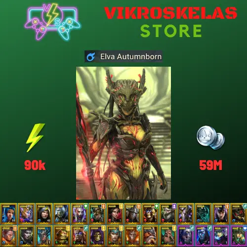 Starter acc with Elva : 90k energy / 59 mln coins / Tomb Lord, Nobel, Arix, Ninja + 19 Login Legendaries / Madame Serris