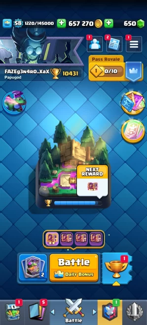 [Code 9027] Level 58 + BS 43k Trophy / 14 Skins Towers + 10 Cards level 15 / Very Cheap
