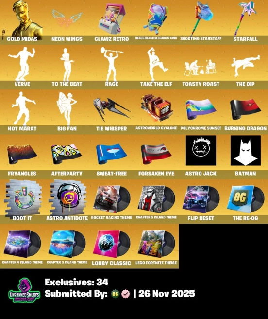 [PC/XBOX/PSN/SWITCH] 187 skins | Gold Midas | XEV | On | Ronin (Cape) | The Ageless Champion | GREY | Sideways Warrior | Pastel Stryder | Knight