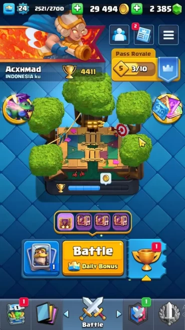 Lvl 24|Trophy 4411|KTL 9|Limited Skin|Card 85|2 Evo,8 Legendary,23 Epic,25 Rare,28 Common|Take Email(CR1178)