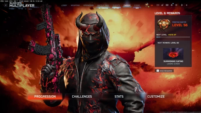  BO7 / WZ | Prestige Master – Level 56| 30× Infestation Guns Unlocked| 30 Guns Fully Maxed| 20+ Operator Skins| 900+ Camos  