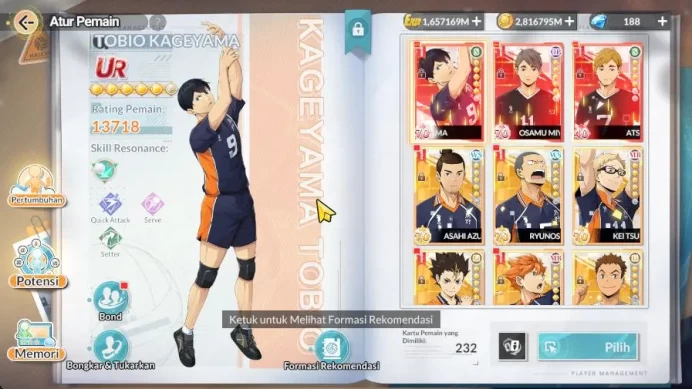 SEA|Lvl 41| 3 UR[Kageyama+Memo,Osamu,Atsumu]+13 SSR[Asahi,Tsukishima,Nishinoya,Hinata,Koganegawa,Reon,ETC]|Log Google(HFH947)