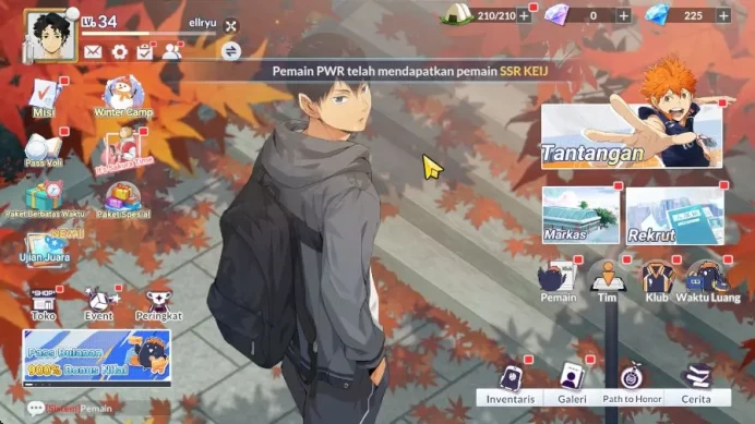 SEA|Starter|Lvl 34|2 UR[Kageyama+Memo,Sakusa]+10 SSR[Hinata,Daichi,Nishinoya,Iwaizumi,Tsukishima,Tendo,ETC]|Log Google(HFH951)