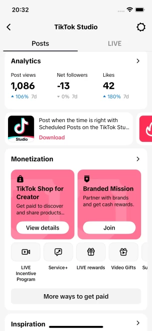 Instanly Delivery/ 20K Real Followers+360K Real Likes Account/ Tiktok Shop For Creator/Live Stream/ Full Access