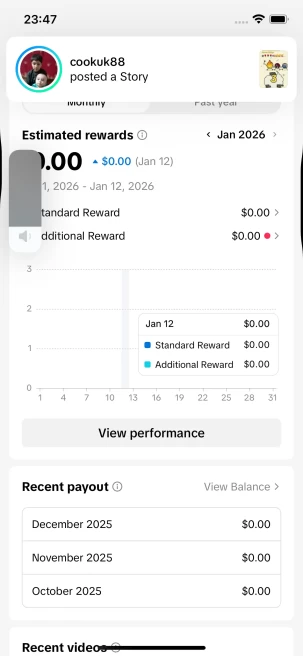 Instanly Delivery/ France Monetized 120K Followers+1.3M Likes Account/ Creator Rewards Program Activated/ Live Stream/ Full Access
