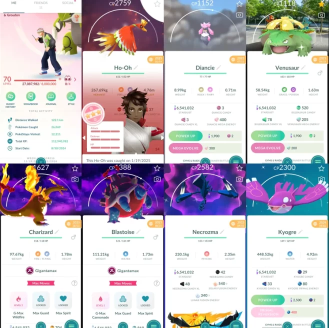 1909 Level 70 Eternatus Ho-Oh100 Registeel100 Kyogre100 x2 Uxie100 Mesprit100 Shiny Dialga Origin Shiny Palkia Origin