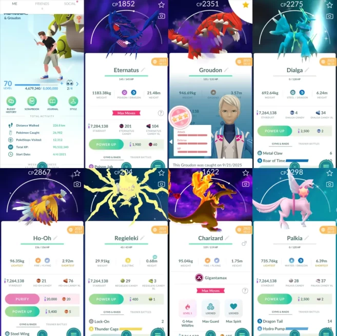 1910 Level 70 Eternatus Rare Shadow Groudon100 Regigigas100 Shiny Dialga Origin Roar of Time Shiny Palkia Origin Shiny Mega Mawile