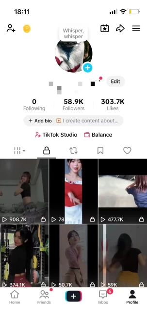 Instanly Delivery/ Monetized 58K Real Followers+300K Real Likes Account/ Creator Rewards Program Activated/ Live Stream/ Full Access