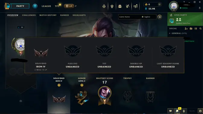 NA - SAFE SEASON16 IRON 4 0LP | 55900 BE | PLACEMENTS DONE | 1W 19L | INSTANT DELIVERY | LOW MMR | UNVERIFIED EMAIL | IRON IV | #2713