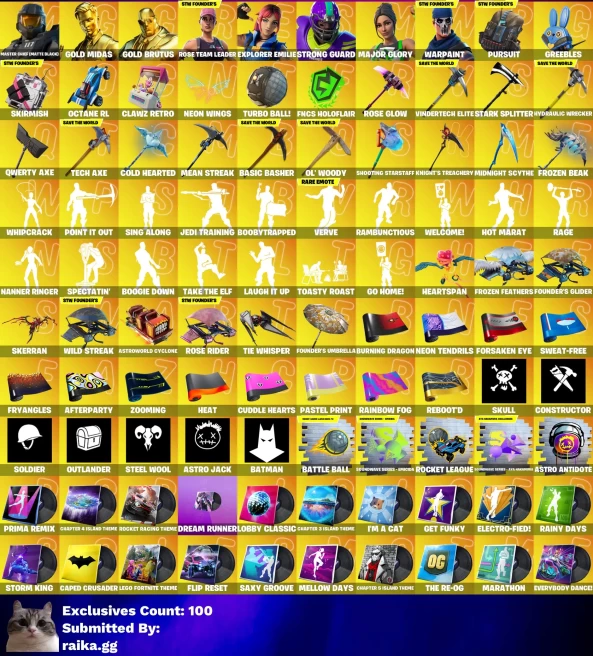 [3in1] / Instant • FN (All Platforms) • 301 skins • OG STW • 1k VB • Gold Midas & Brutus • Master Chief Black • Take the Elf • Full Access