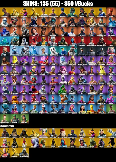 [PC|XBOX] 350 VB) 135 skins | Travis Scott | Gold Brutus | WORLD CUP | Gold Midas | Wingman | Point Patroller | Reflex | Shaman