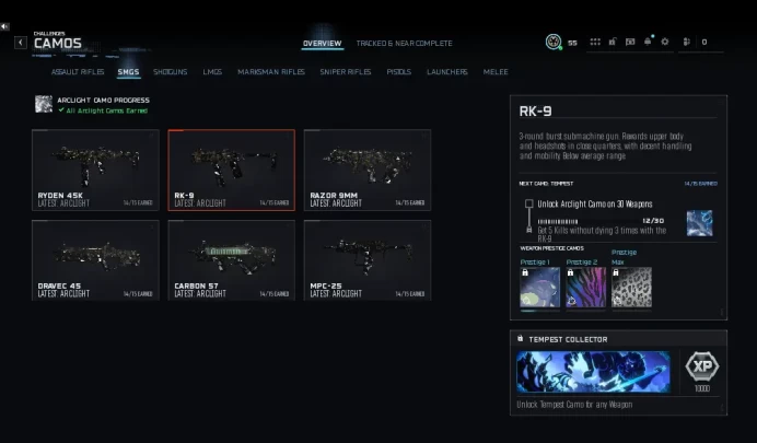 | B07| 12x Arclight Camos | FULLY UNLOCKED | 84+ Total Camos Unlocked | Prestige 1 Ready | Multi-Platform Supported