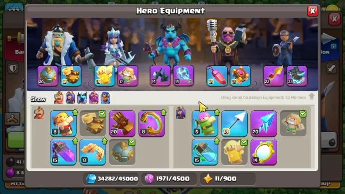 TH 15 - BH 9|Limited Skin|LV 177|HH 9|BK 80,AQ 80,GW 65,MP 50,RC 40|Gems 3,5K|CN OFF|Protect OFF|TAKE MAIL(COC1862)