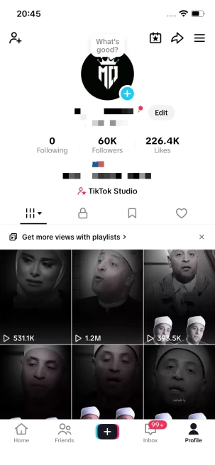 France Monetized Account/ 60K Real Followers+220K Real Likes/ Creator Rewards Program Activated/ Live Stream/ Full Access