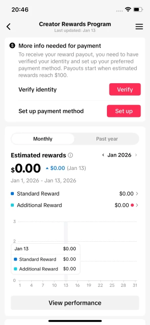 France Monetized Account/ 60K Real Followers+220K Real Likes/ Creator Rewards Program Activated/ Live Stream/ Full Access