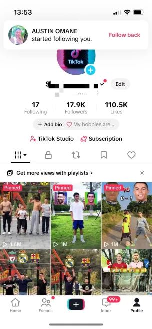  Monetized Account/ 17K Real Followers+110K Real Likes/ Creator Rewards Program Activated/ Live Stream/ Full Access