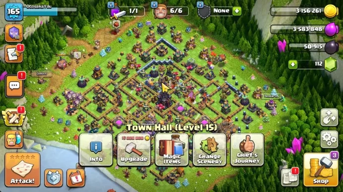 TH 15 - BH 10|Limited Skin|LV 165|HH 9|BK 56,AQ 90,GW 57,MP 56,RC 31|CN ON|Protect OFF|TAKE MAIL(COC1872)