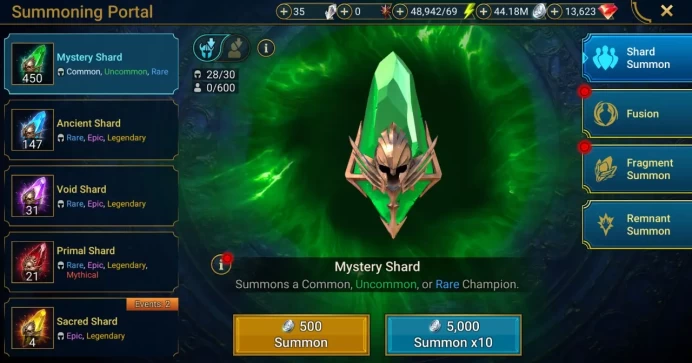 Starter with Noct + Shards : 147 Ancient, 31 Void, 21 Primal, 4 Sacred | Ninja + 16 Login Legendary | Mine max