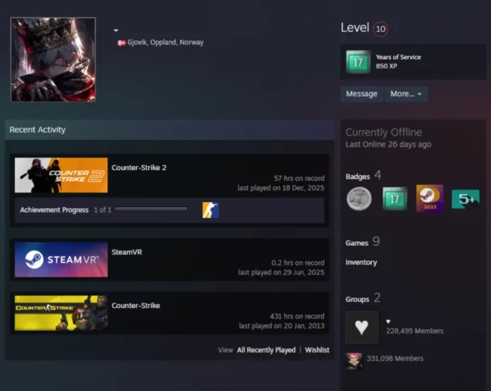 9Game-CS2 Prime 57 hours+4Medals(Premier Season One Medal/10Y/5Y/Global Offensive Badge)+17 Years of Service