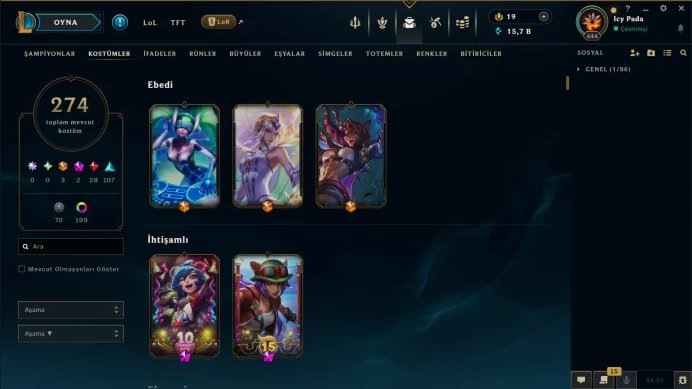 EUW | 274 SKIN | GOLD IV | 644 LVL | 15K+ BE | MAIL CHANGEABLE LEAGUE OF LEGENDS ACCOUNT