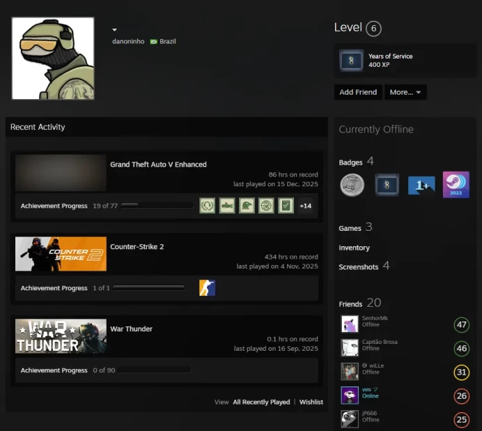 CS2 Prime 434 hours+5Medals(2021-2024 Service Medal/Premier Season One Medal/5Y/Global Offensive Badge)