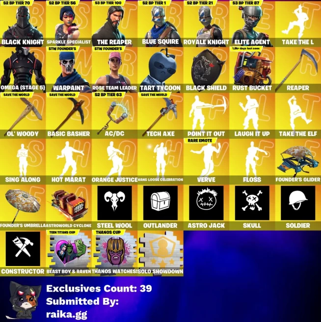 [PC/PSN/XBOX] 290 skins | OG STW | Black Knight | Sparkle Specialist | The Reaper | Blue Squire | Royale Knight | Elite Agent