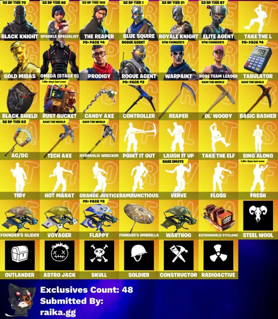 [PC/PSN/XBOX] 285 skins | OG STW | Black Knight | Sparkle Specialist | The Reaper | Blue Squire | Royale Knight | Elite Agent | Gold Midas
