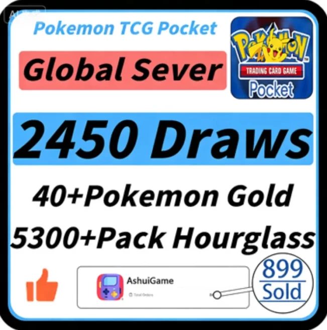 【Global】2450 Draws |5300+Pack Hourglass | 2500+Wonder Hourglass | 40+Pokémon Gold | AR Card: 1-6 Random