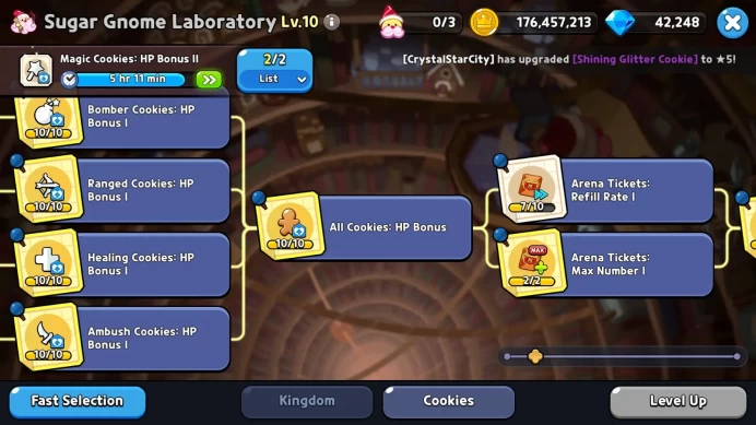 CRK422: Lv72 - 3672kPowers - Castle level 15 - 160/160 Cookie - DarkCacao ( 2 skin Mystic ) - 42k Crystal